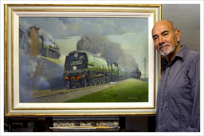 Philip D Hawkins with his painting of Battledown Flyover.